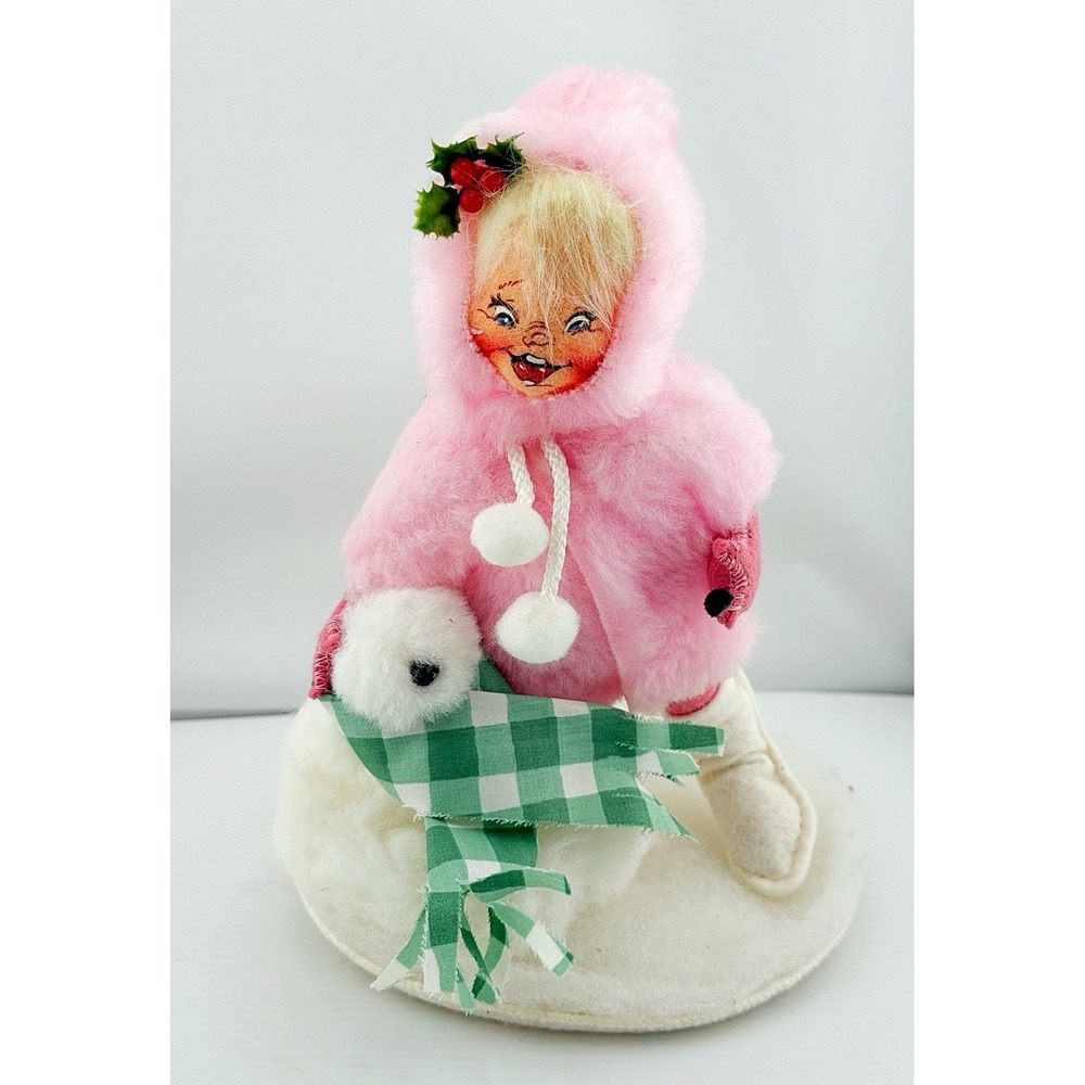 Annalee Vintage 1994 Girl Building Snowman 7" Tall